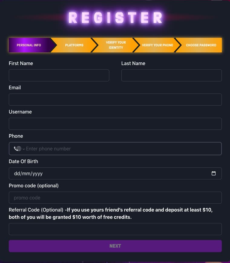 BitPlay Registration Page