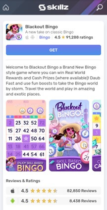 Blackout Bingo and Skillz app