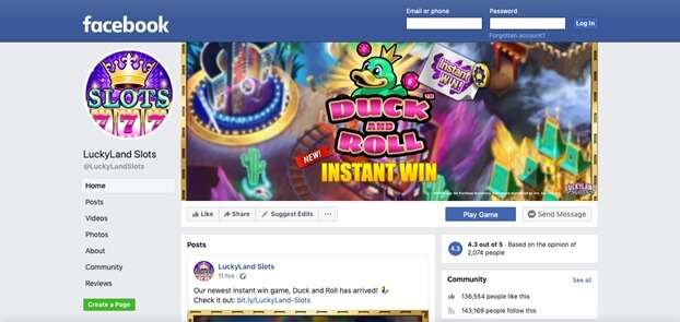 LuckyLand Slots Facebook Freebies