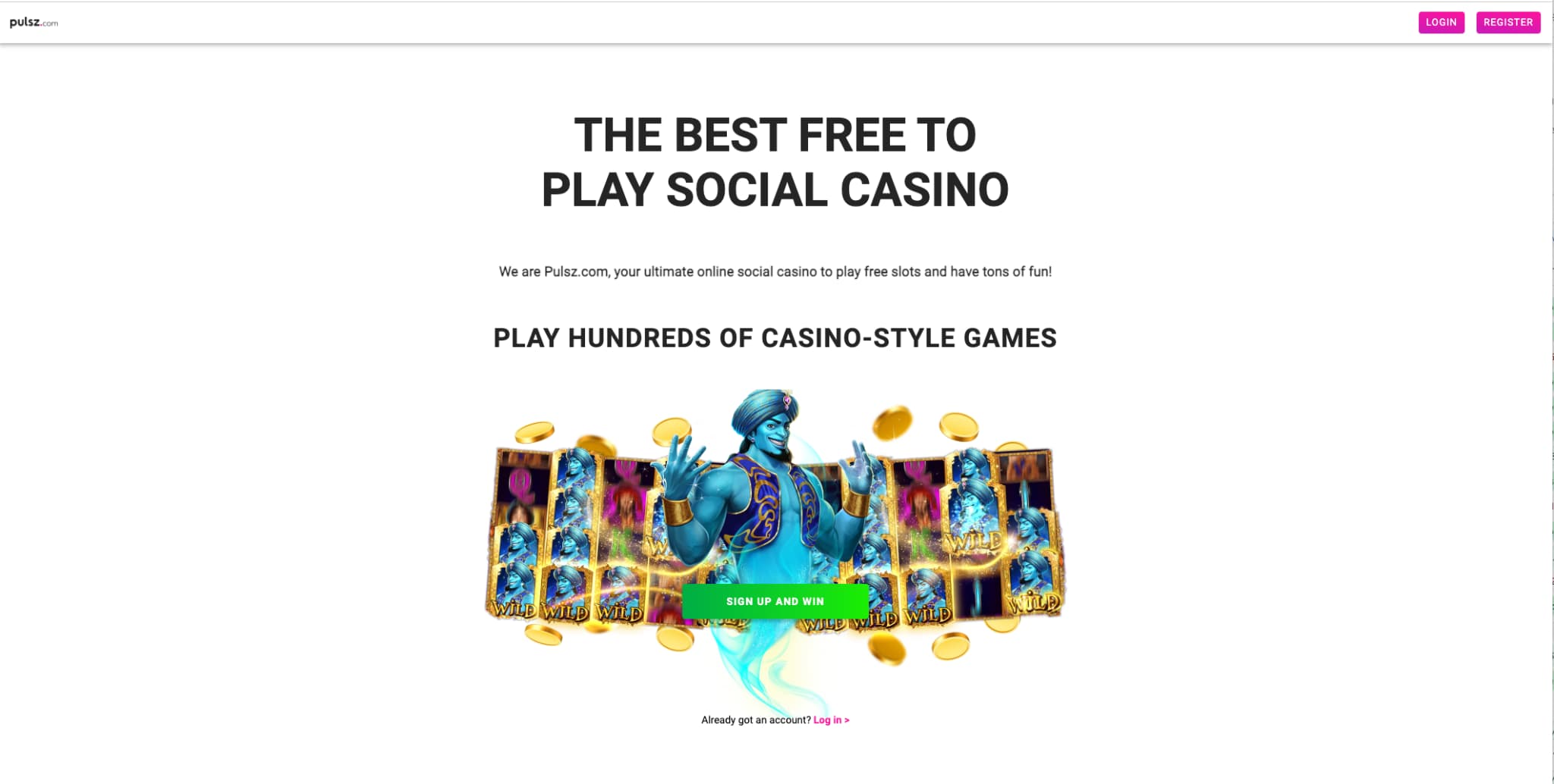 pulsz casino signup landing page