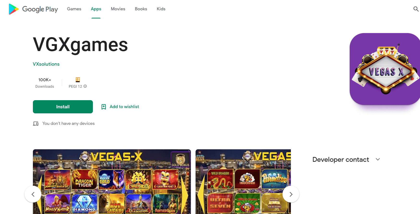 Vegas-X Android Casino App