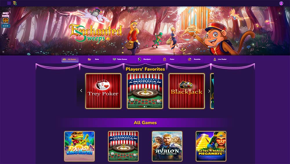 enchanted sweeps casino lobby