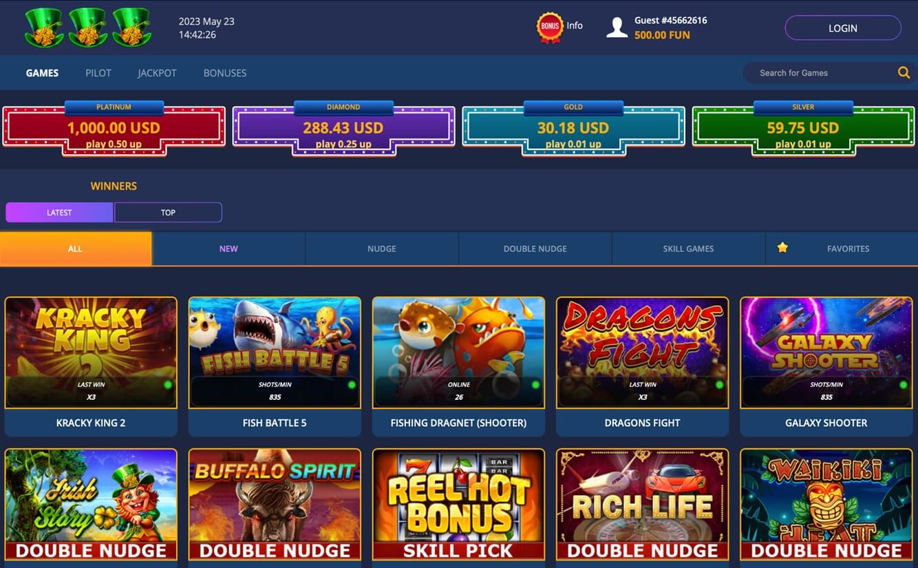NudgeHard Casino Homepage