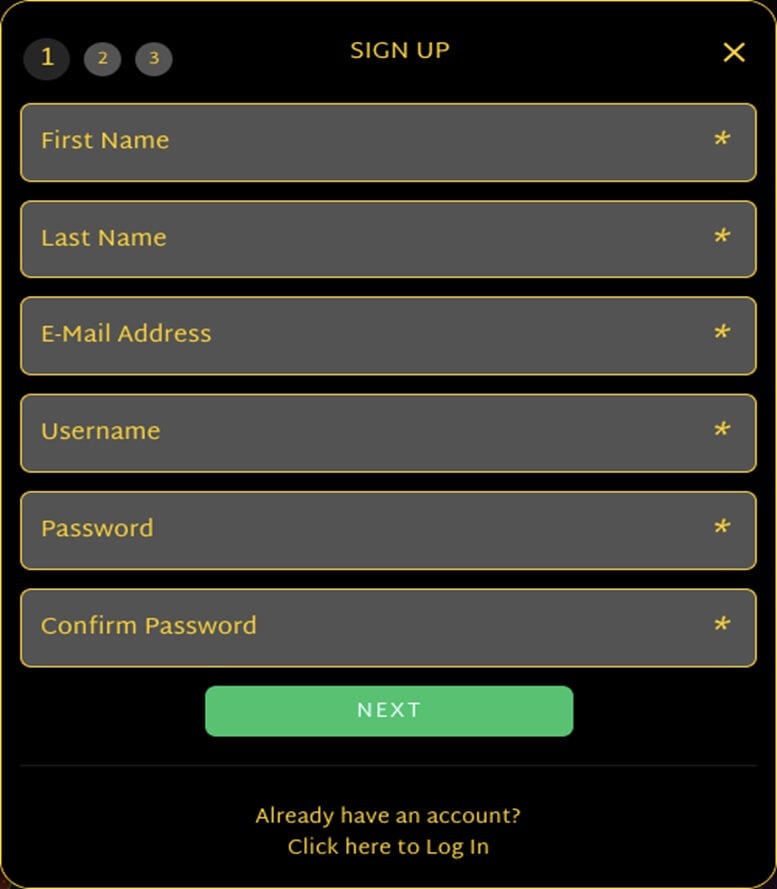 Ozwin Casino Sign up Process 1
