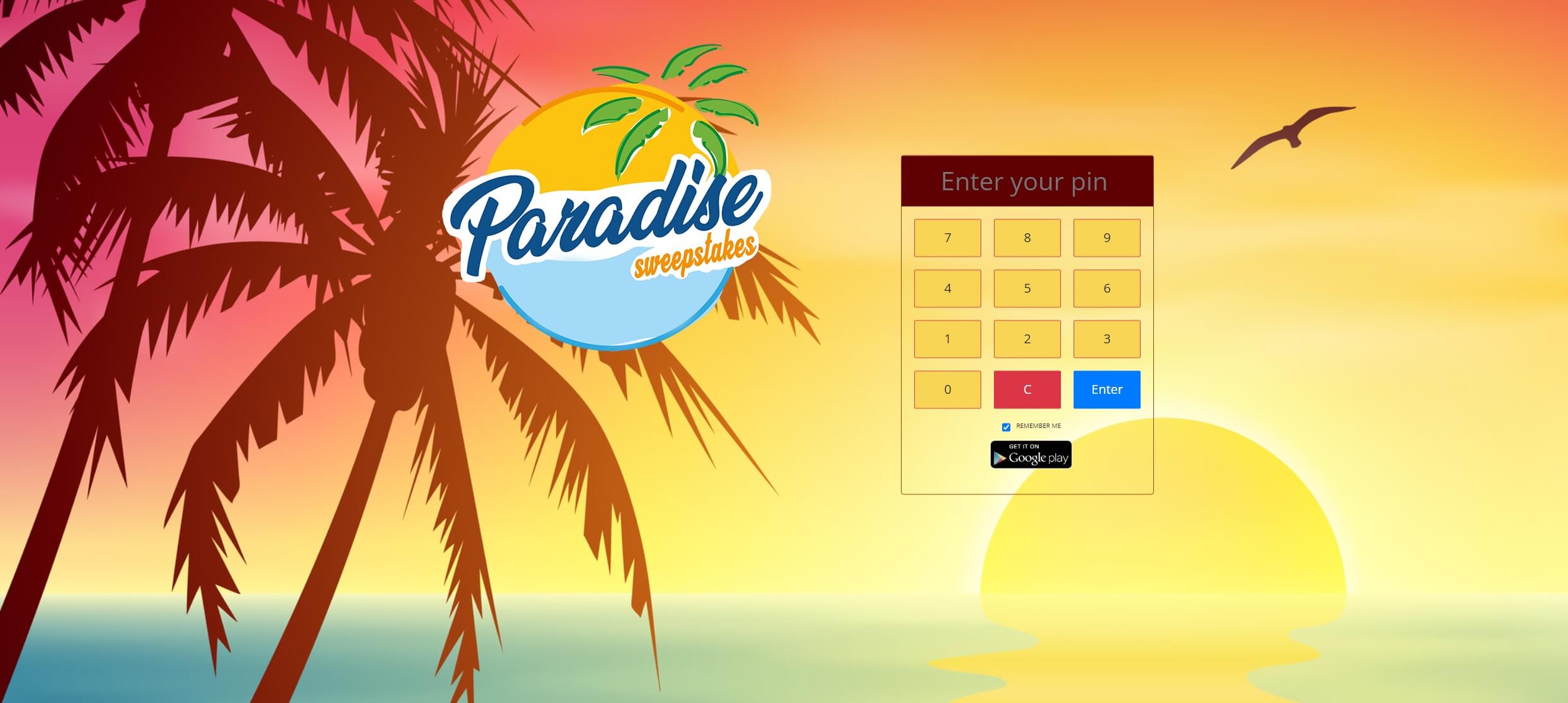 Paradise Sweepstakes Homepage