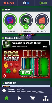 Pool Payday App Homepage