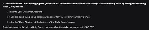 Receive Sweeps Coins
