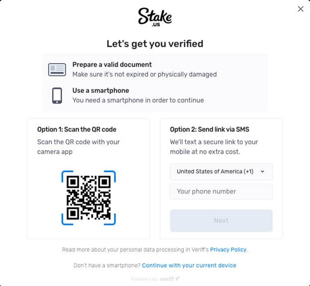 Stake.us Account Verification Process