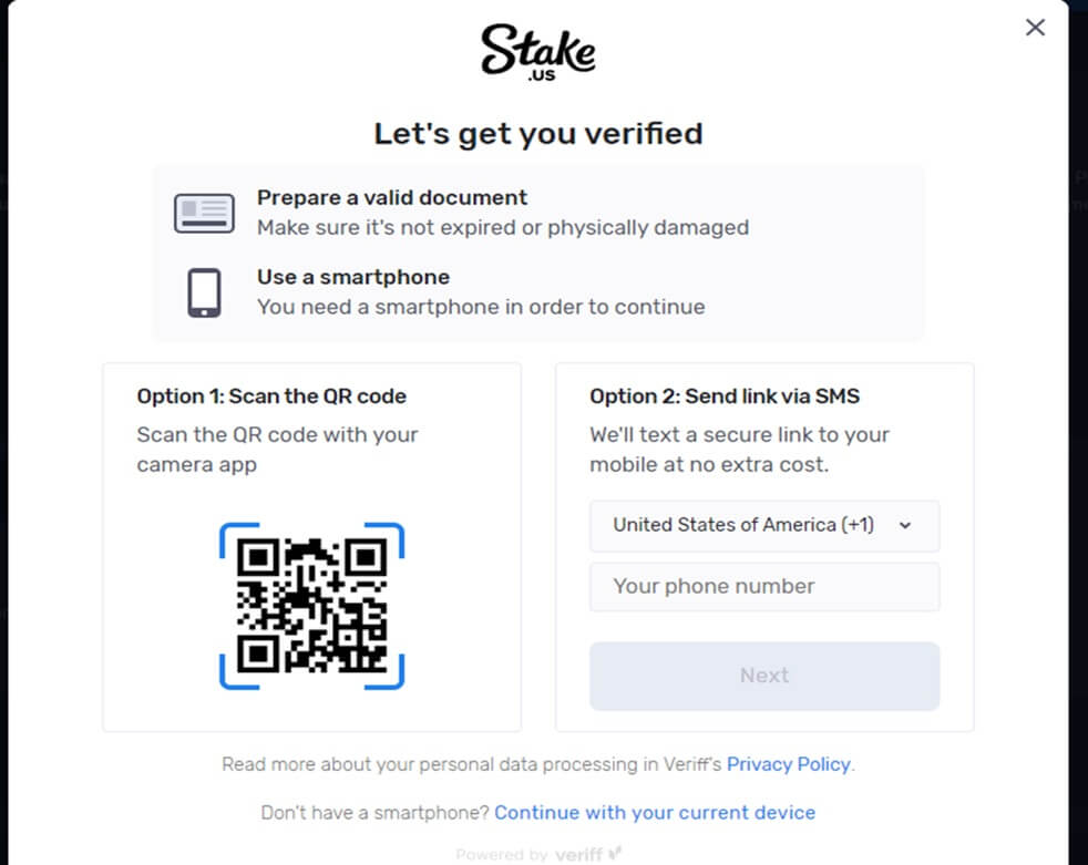 Stake.us Verification Process
