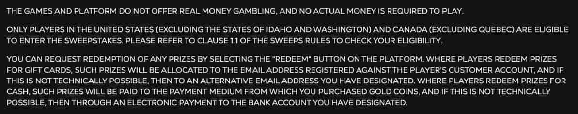 sweepstake casino rules page