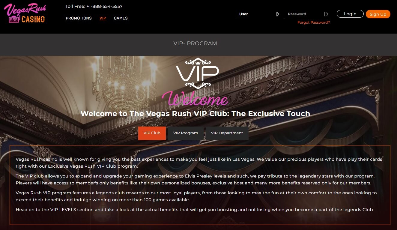 Vegas Rush Casino VIP Program