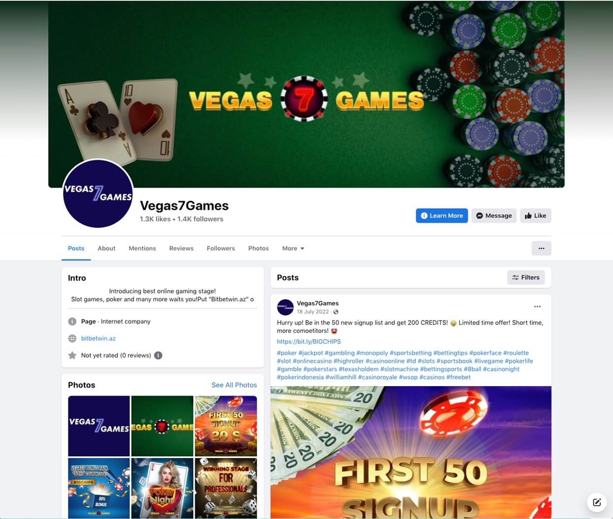 Vegas7Games Facebook