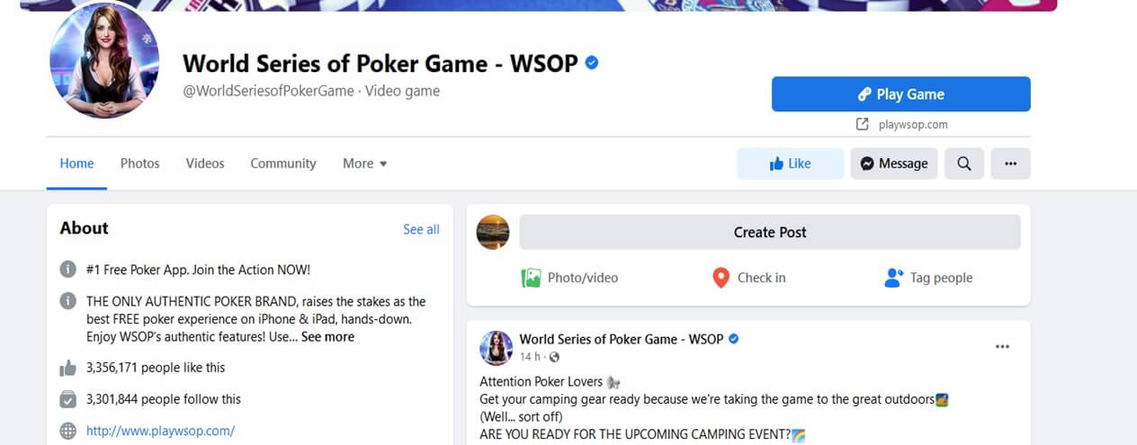 WSOP Facebook Page